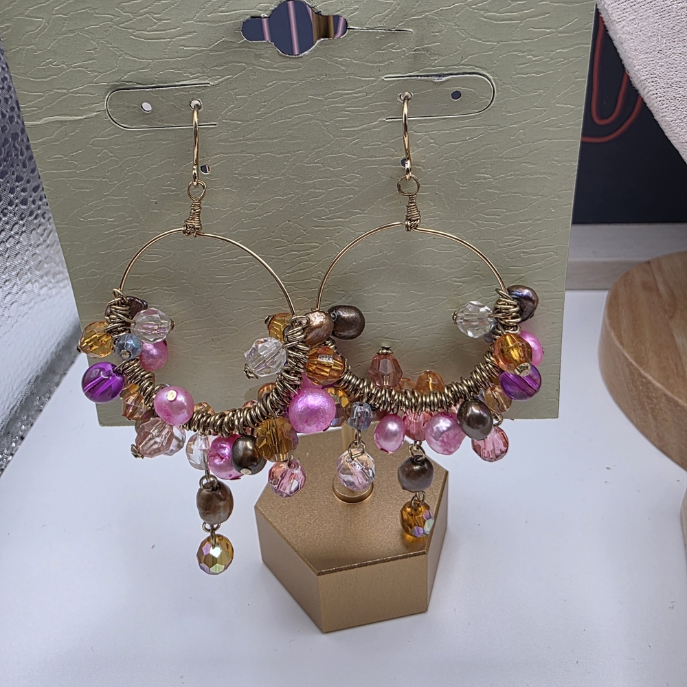 Elegant Beaded Hoop Earrings (267)